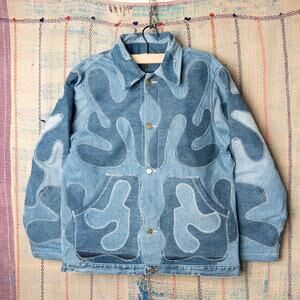 Custom upcycled patchwork denim jacket